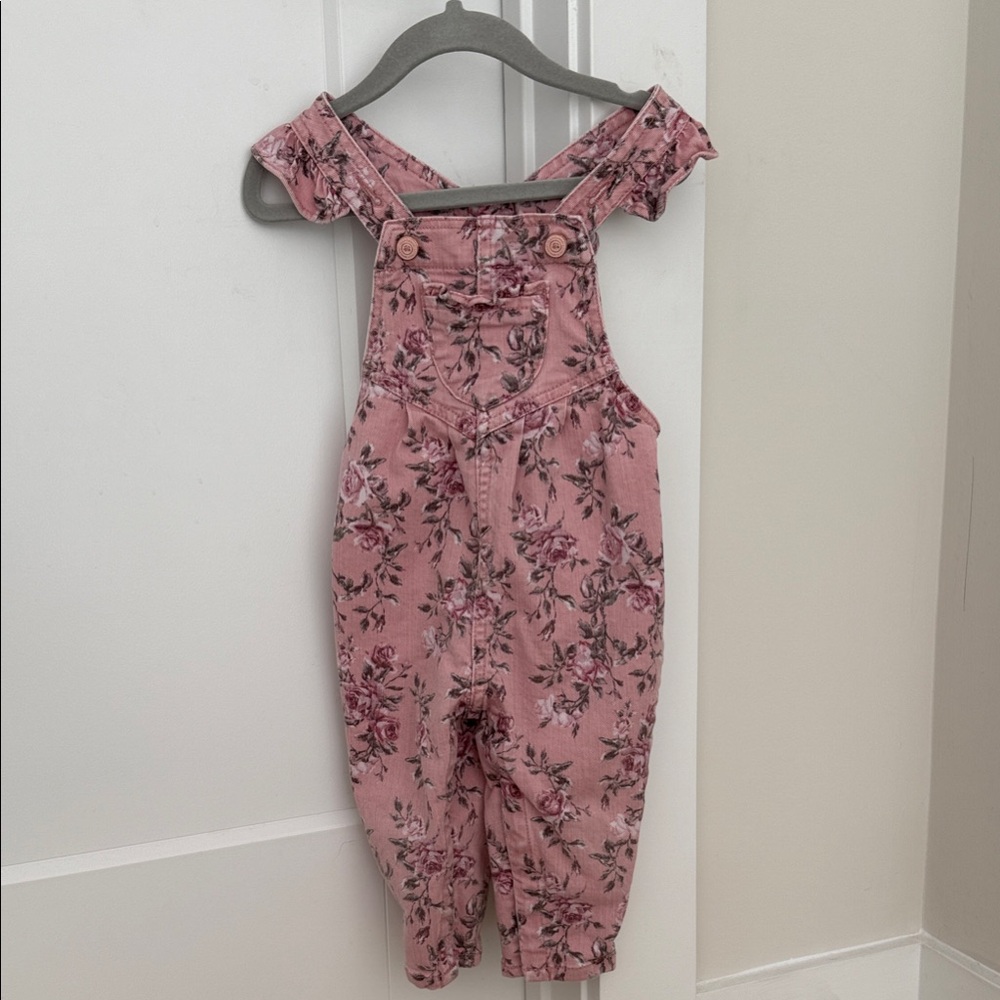 LoveShackFancy Pink Floral Kids Overall Set
